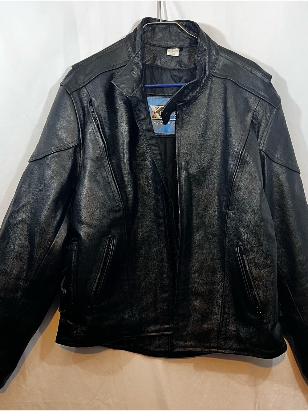 Element Men's Black Leather Motorcycle Bomber Jacket